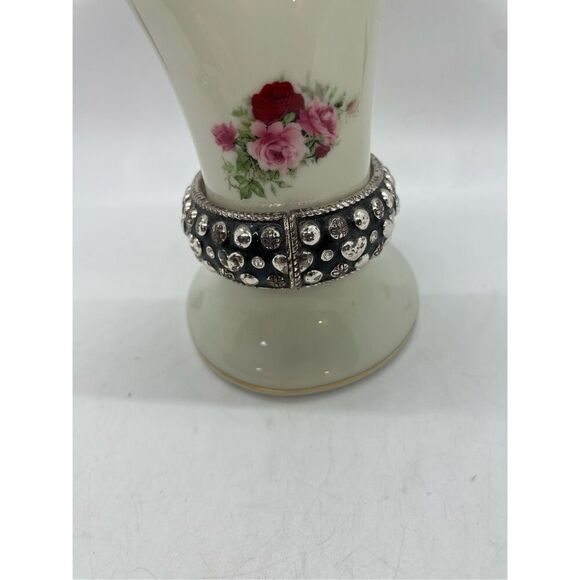 Brighton silver plated "Rockin Hearts" black enamel/crystal Cuff Bracelet - Picture 2 of 7